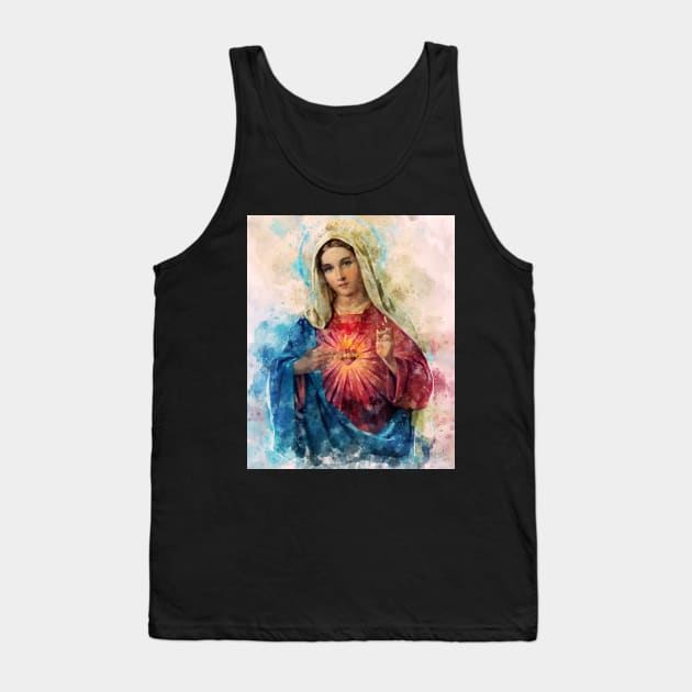 Immaculate Heart of Mary Watercolor Beautiful | Nice Religious gift Tank Top by pavelrmata